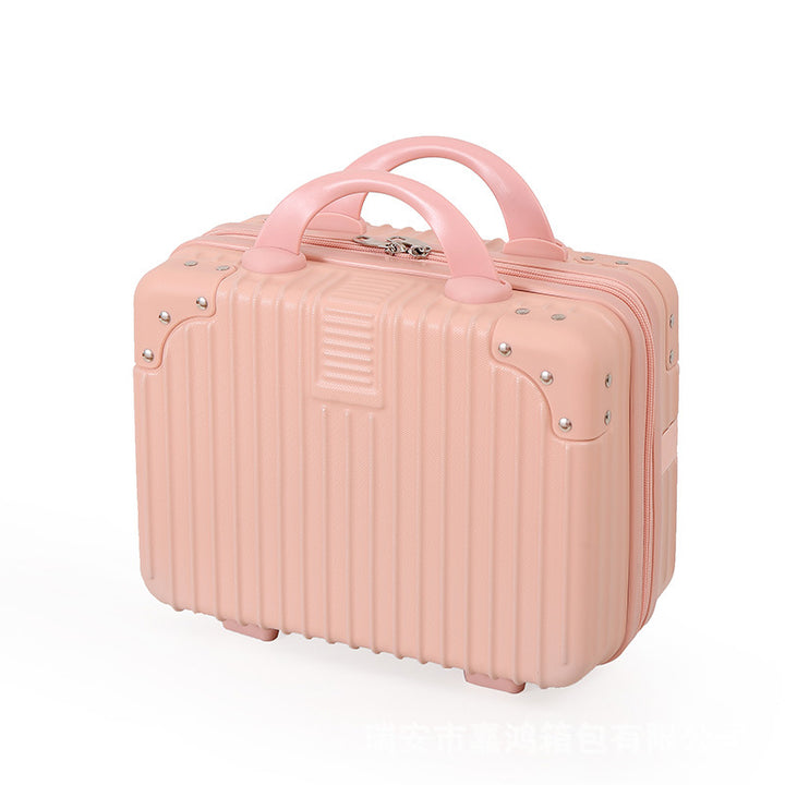 compact hard-shell travel vanity cosmetic and tech organizer with ribbed shell reinforced corners removable padded insert Bowlift