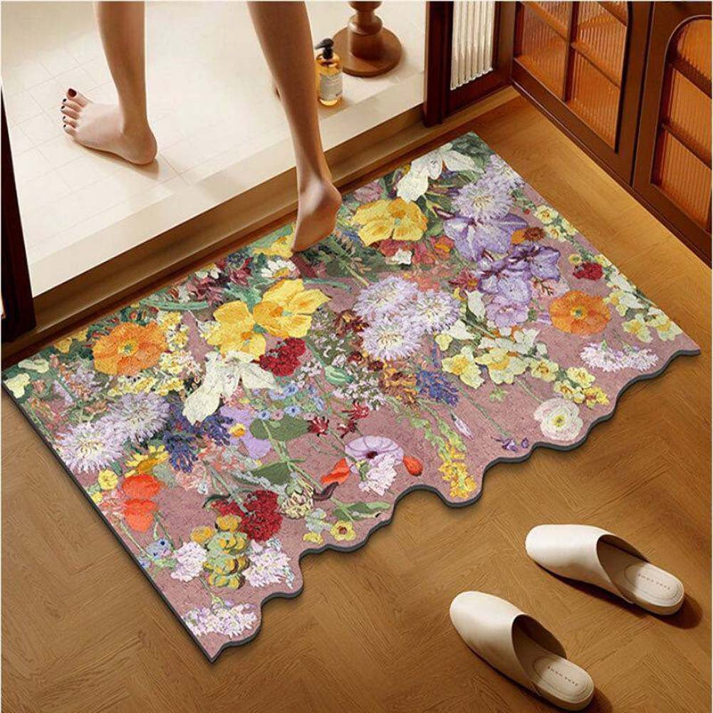 Floral-Themed Non-Slip Bath Mat Bowlift