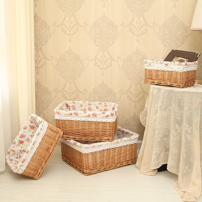 Decorative Woven Storage Basket with Liner Bowlift
