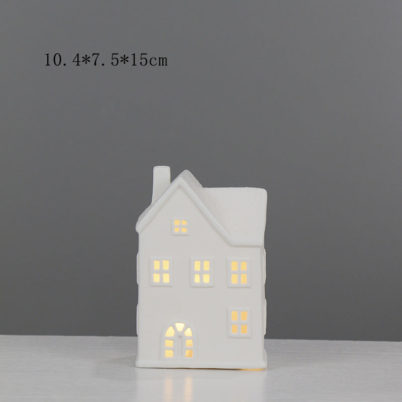 Ceramic House-Shaped Decorative Lantern Bowlift