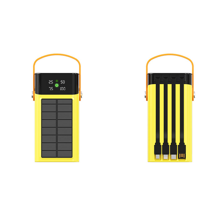 Portable Solar Power Bank with Integrated LED Display and Multifunctional Charging Cable Bowlift