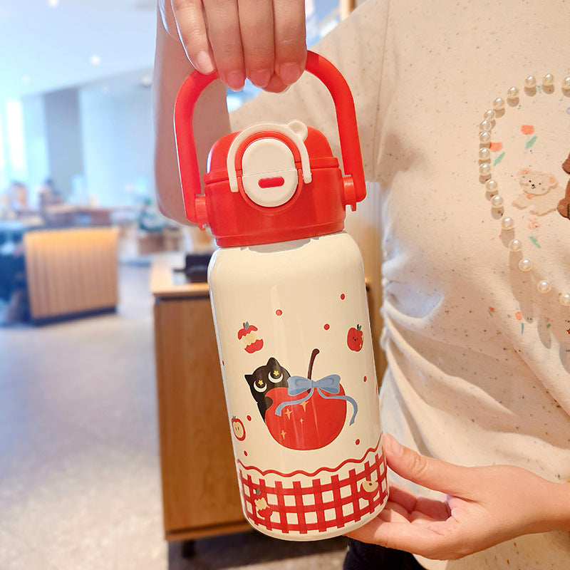 Insulated drinking bottle with practical handling and cheerful strawberry design Bowlift
