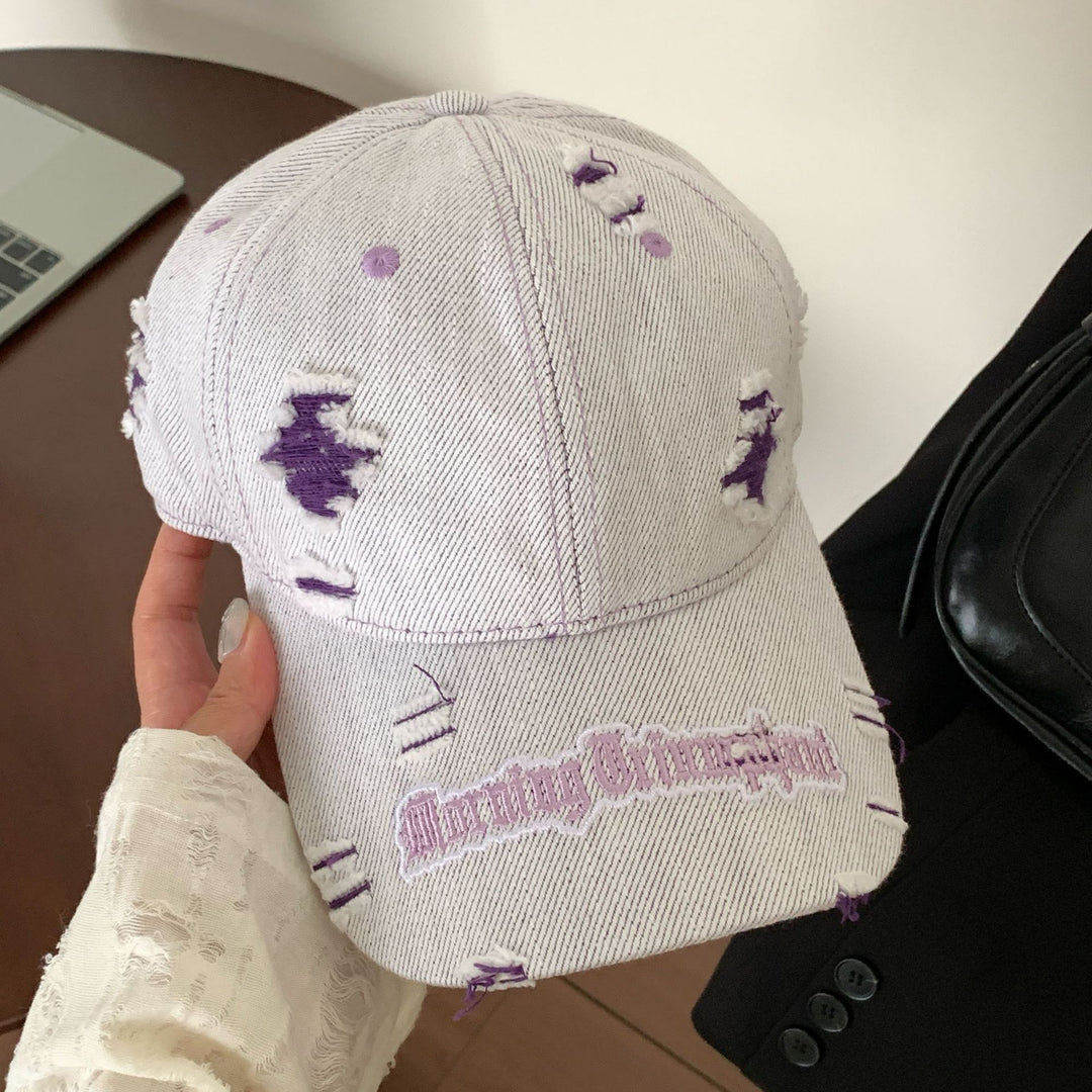 Women's Distressed Denim Baseball Cap Bowlift
