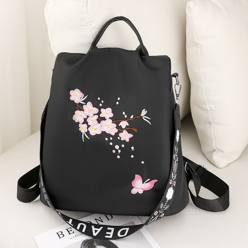 Embroidered Floral Backpack Bowlift