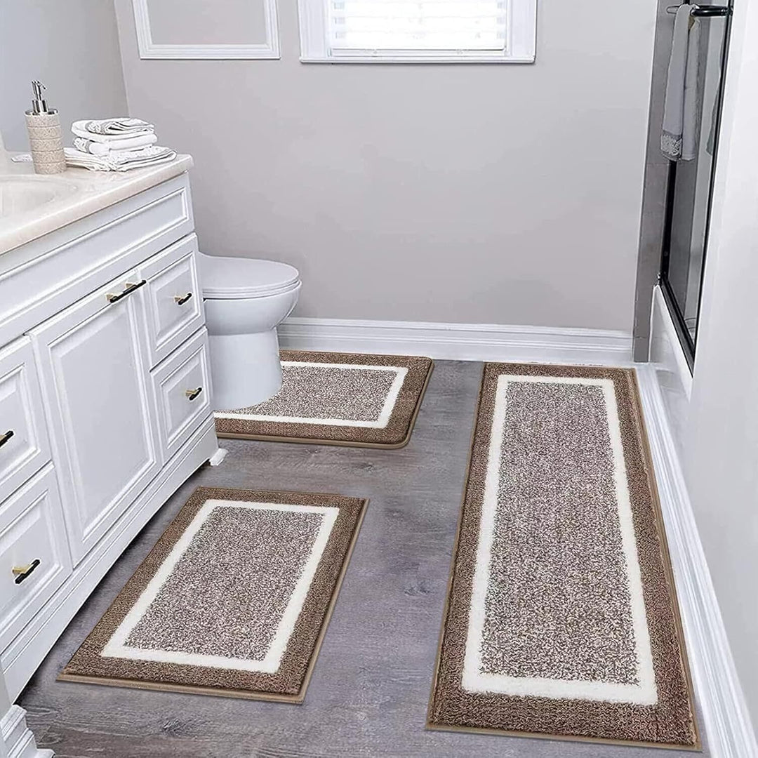 Plush Bathroom Area Mat Set Bowlift