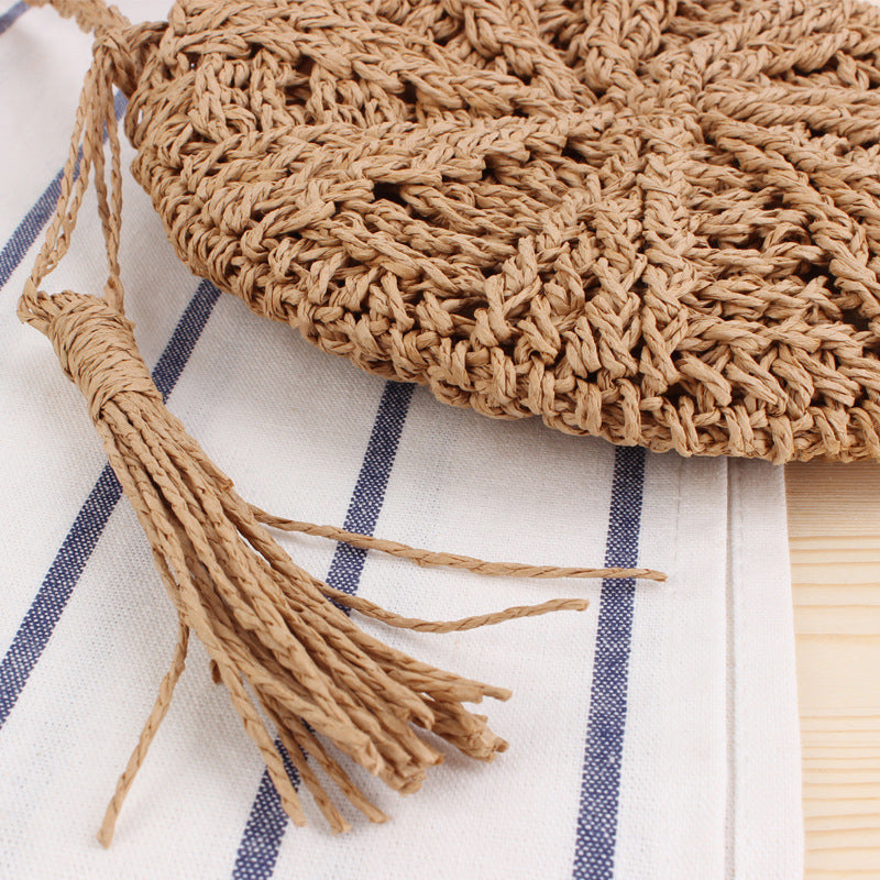 Handbag Made of Hand-Knotted Natural Material with Fringed Detail Bowlift
