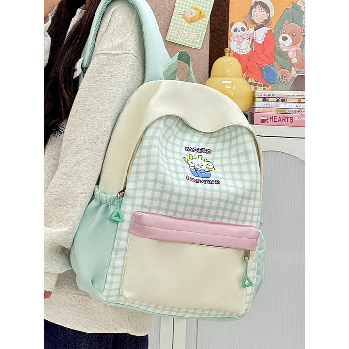 Casual Checkered Backpack Bowlift