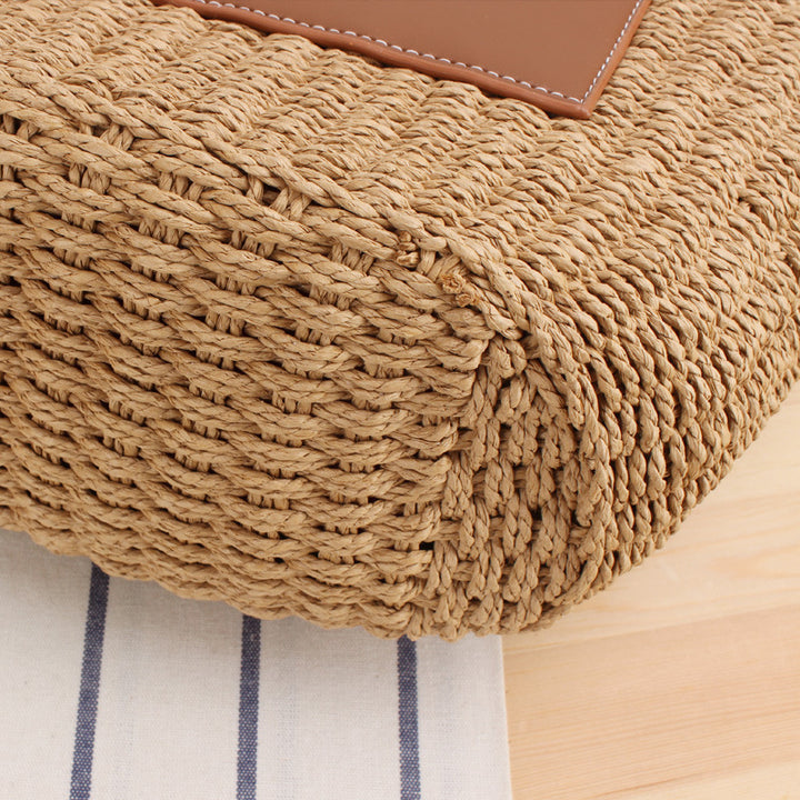 Natural raffia tote bag with elegant leather accents Bowlift