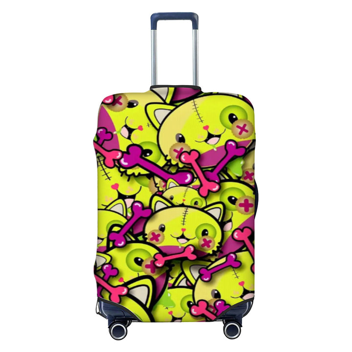 Unisex non-elastic luggage cover with graffiti print and zipper opening, stretchable protective cover with non-slip inner fastening Bowlift