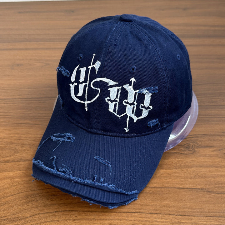 Men's Distressed Graphic Embroidered Cap Bowlift