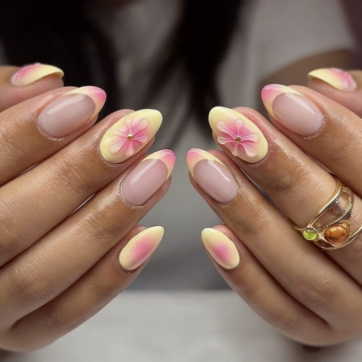 Floral Design Stiletto Press-On Nails