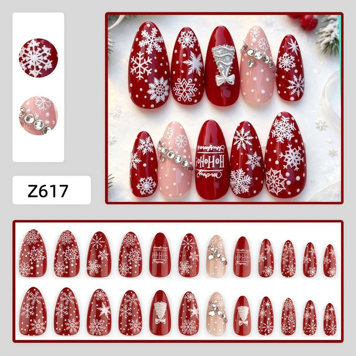Artificial nails in festive Christmas design Bowlift