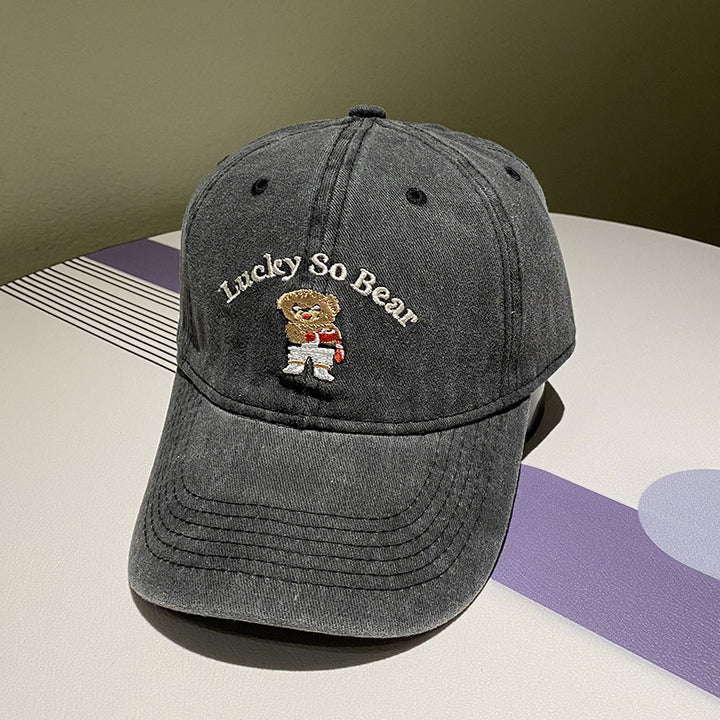 Unisex Casual Embroidered Bear Cap Bowlift
