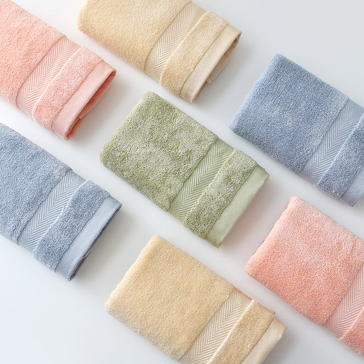 Plush Long-Staple Cotton Bath Towel With Dense Terry Pile And Chevron Dobby Border