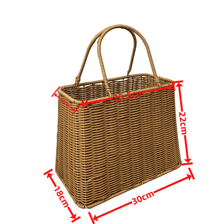 Women elegant braided basket with sturdy double handles Bowlift