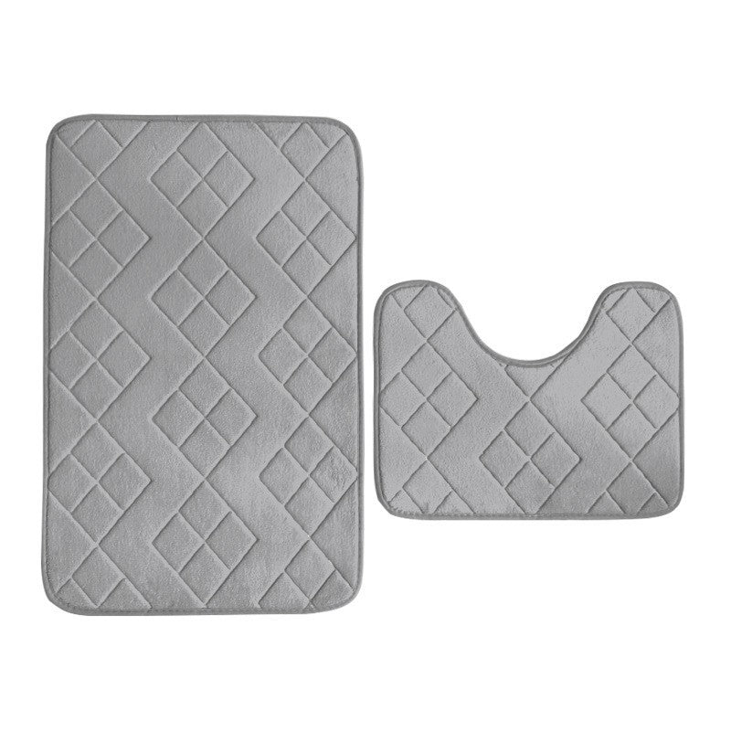 Luxurious Quilted Memory Foam Bath Mat Set Bowlift
