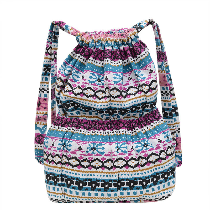 Drawstring Elephant Print Backpack Bowlift