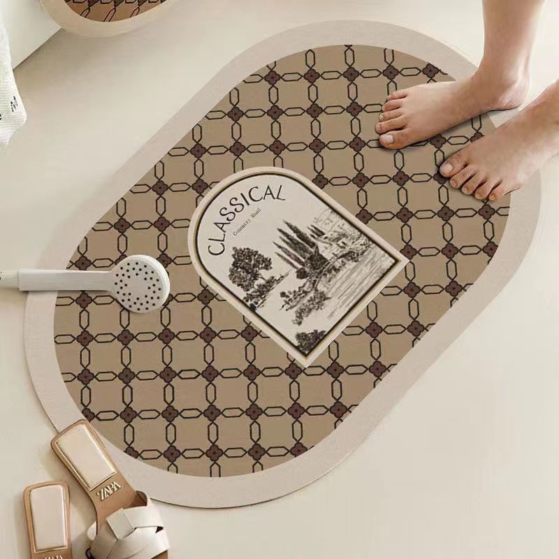 Elegant Floral Design Bath Mat Bowlift