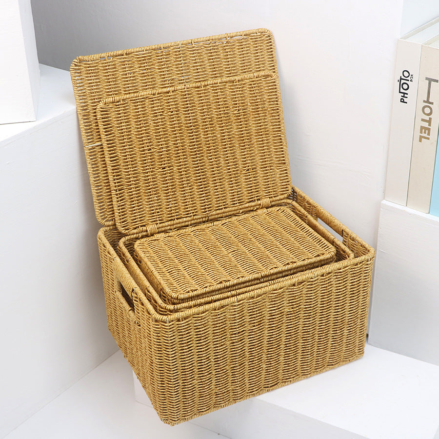 Woven Storage Chest with Lid Bowlift