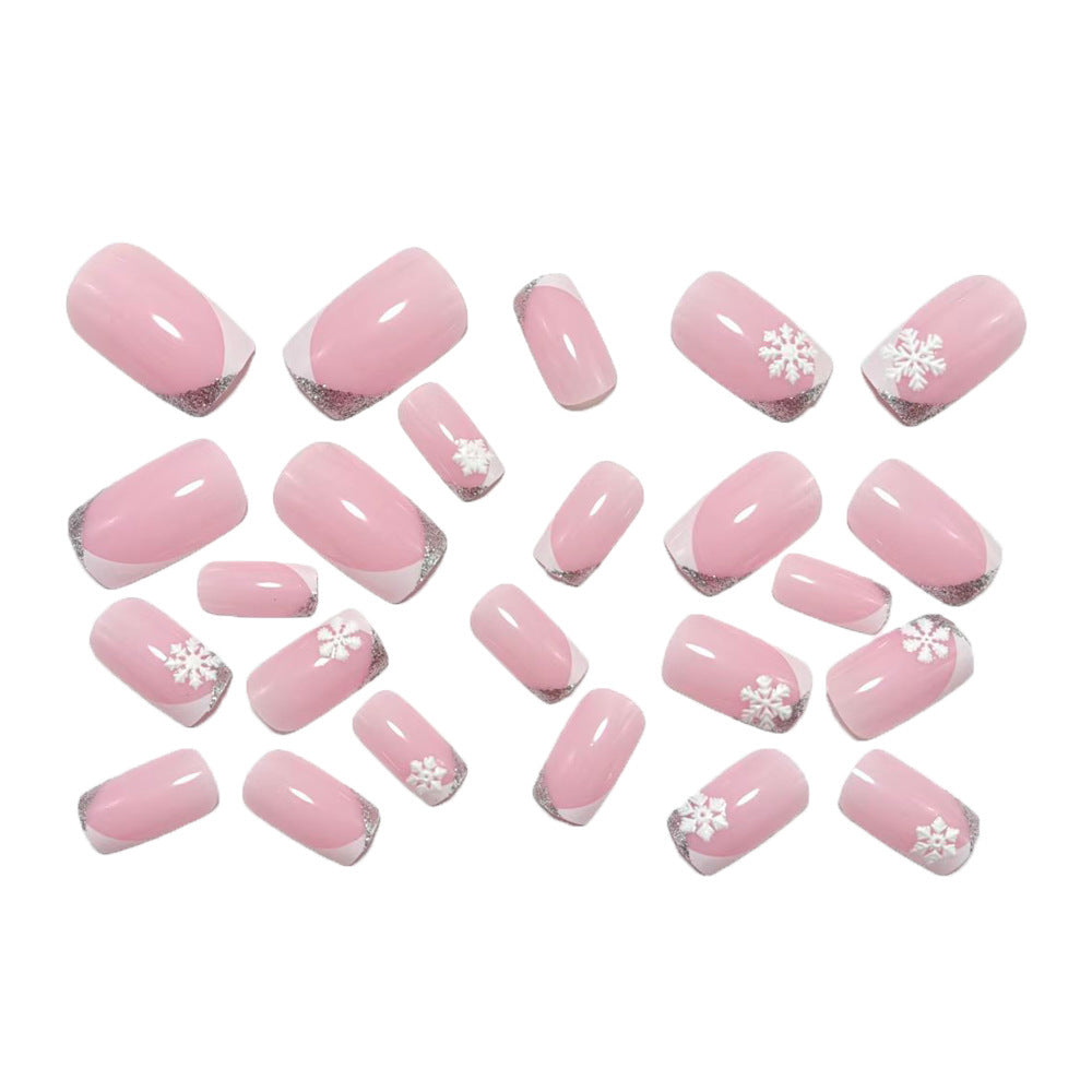 Artificial nails with glamorous snowflake design Bowlift