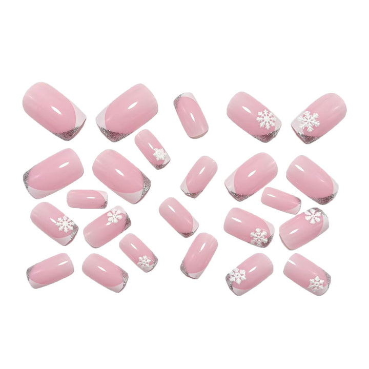 Artificial nails with glamorous snowflake design Bowlift