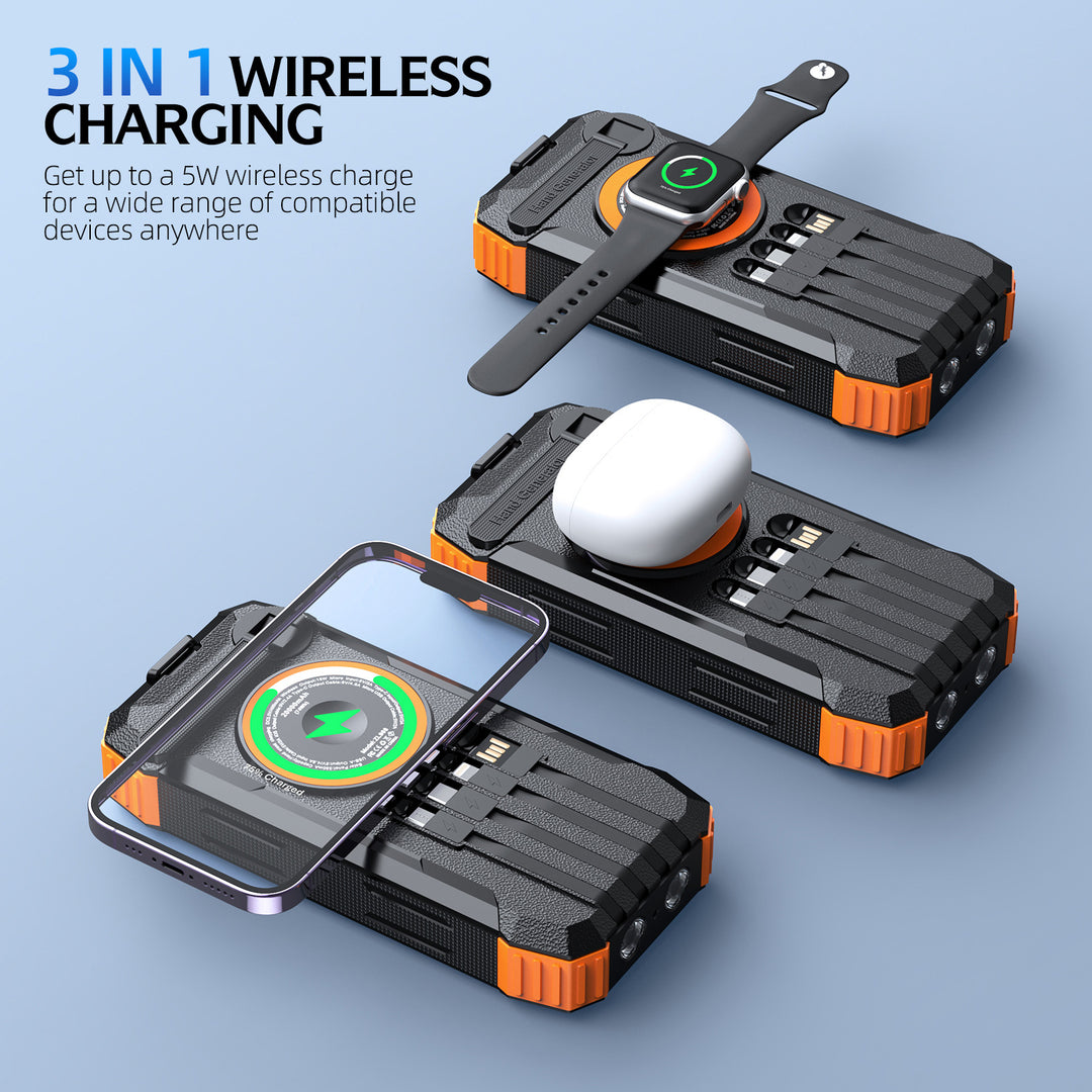 Outdoor Powerbank with solar charging function and integrated LED lamp Bowlift