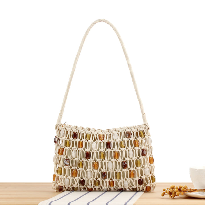 Handbag with Colorful Bead Pattern Bowlift
