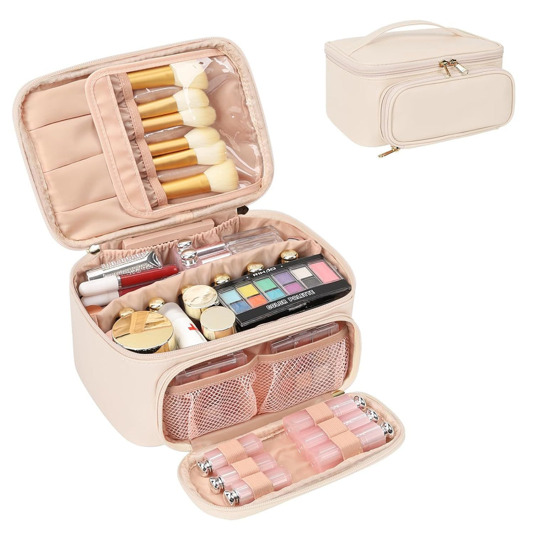 Cosmetic Organizer with Compartments and Mirror Bowlift