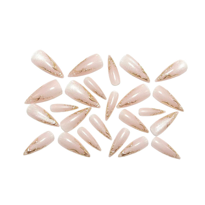 Artificial nails in an elegant style with gold accents Bowlift