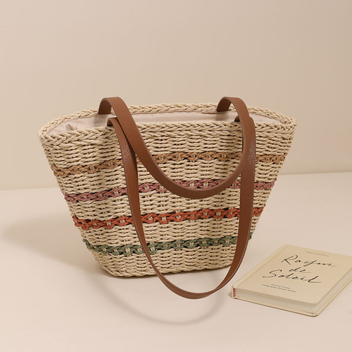 Trendy Straw Bag with Colorful Details Bowlift