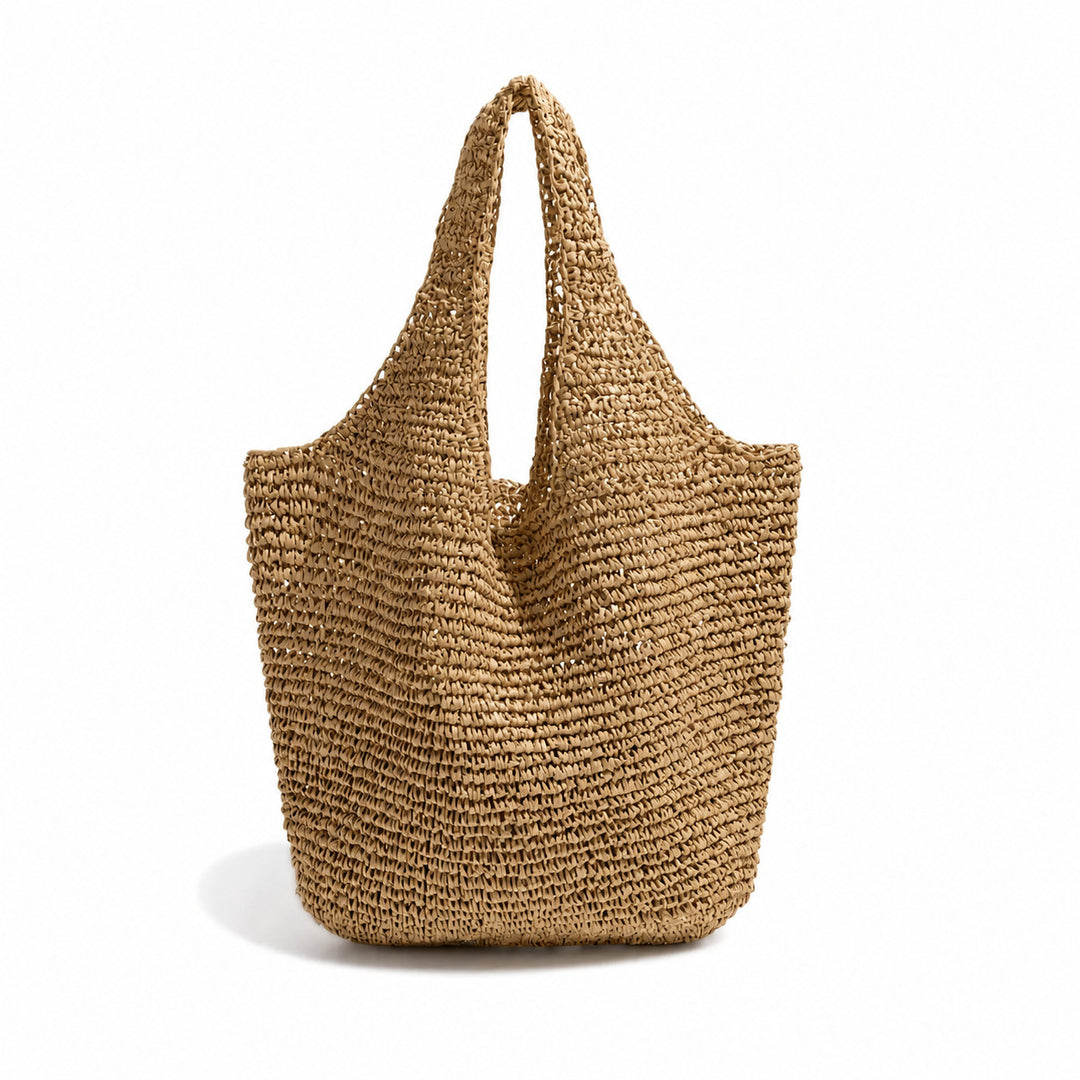 Handmade straw bag with practical interior Bowlift