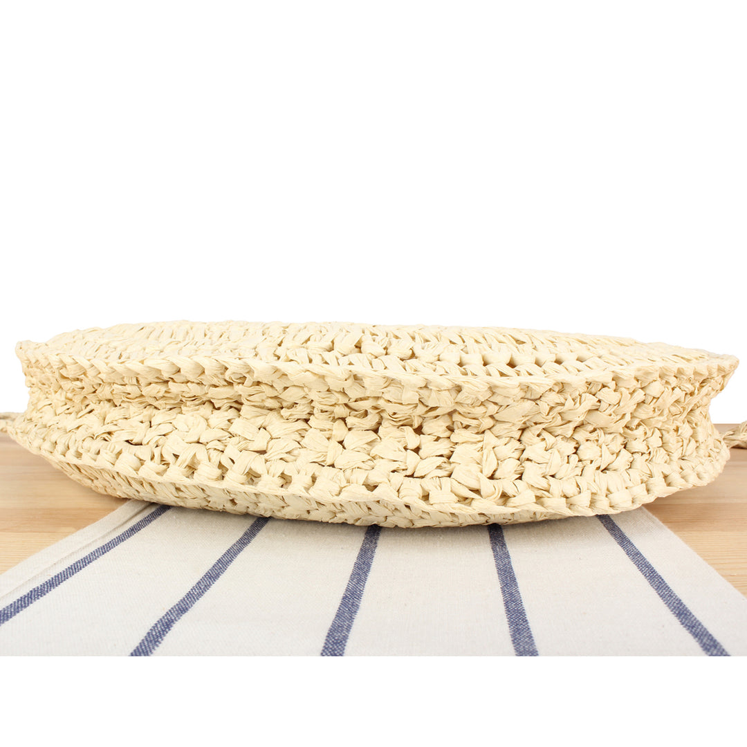 Handbag Made of High-Quality Plant Fiber Weave with Wooden Handle Bowlift