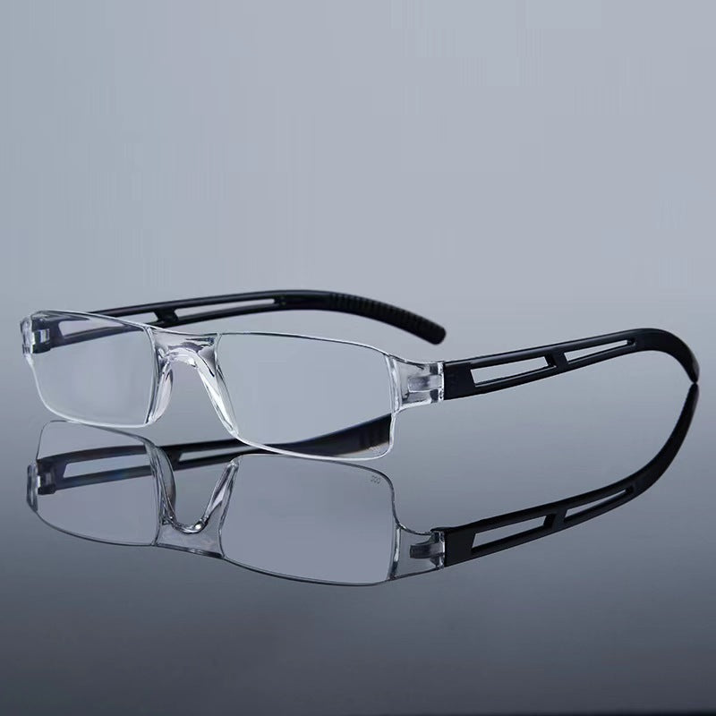 Slim Semi-Rimless Lightweight Reading Glasses with Flexible Cutout Temples Bowlift