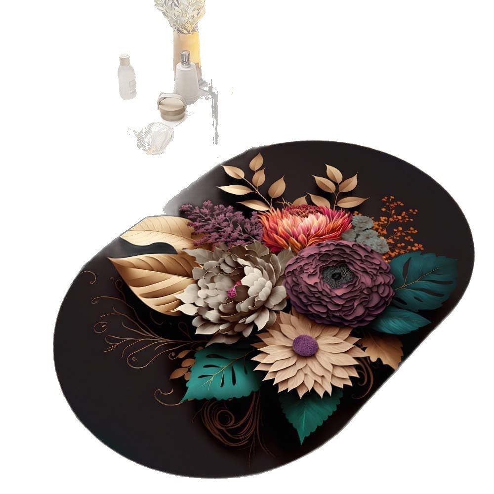 Floral Art Bath Rug Bowlift