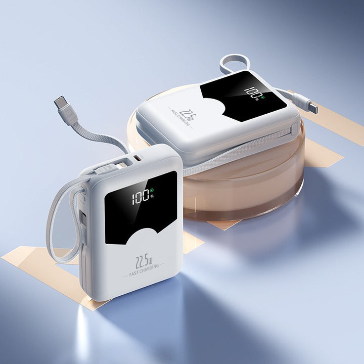Portable fast-charging power bank with digital charge level display and intuitive operation Bowlift