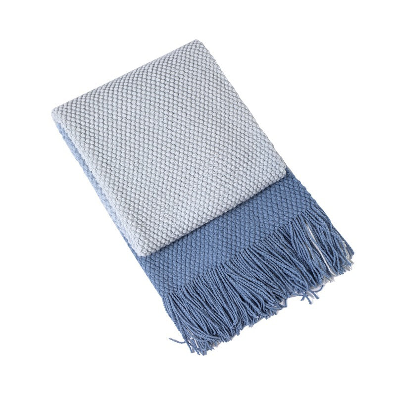 Luxury Textured Fringed Throw Blanket Bowlift
