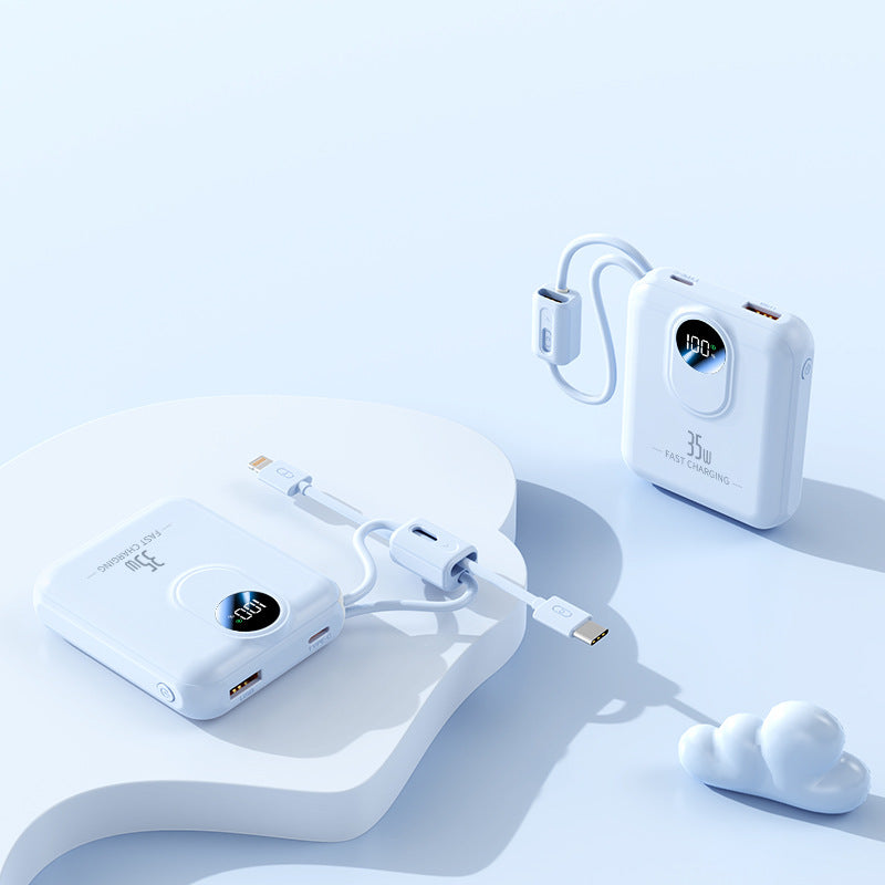 Power bank with fast charging function and integrated charging cables Bowlift