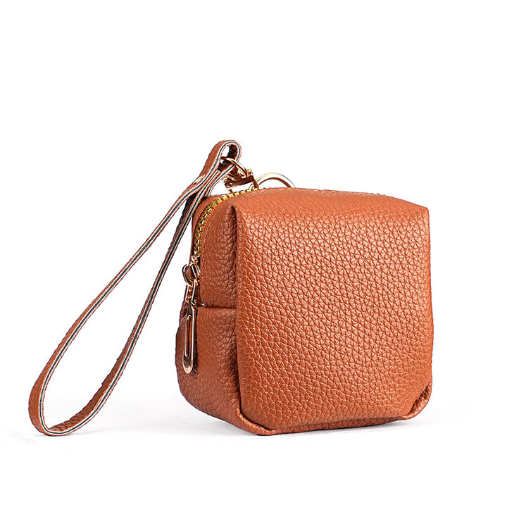 Compact Textured Leather Coin Pouch