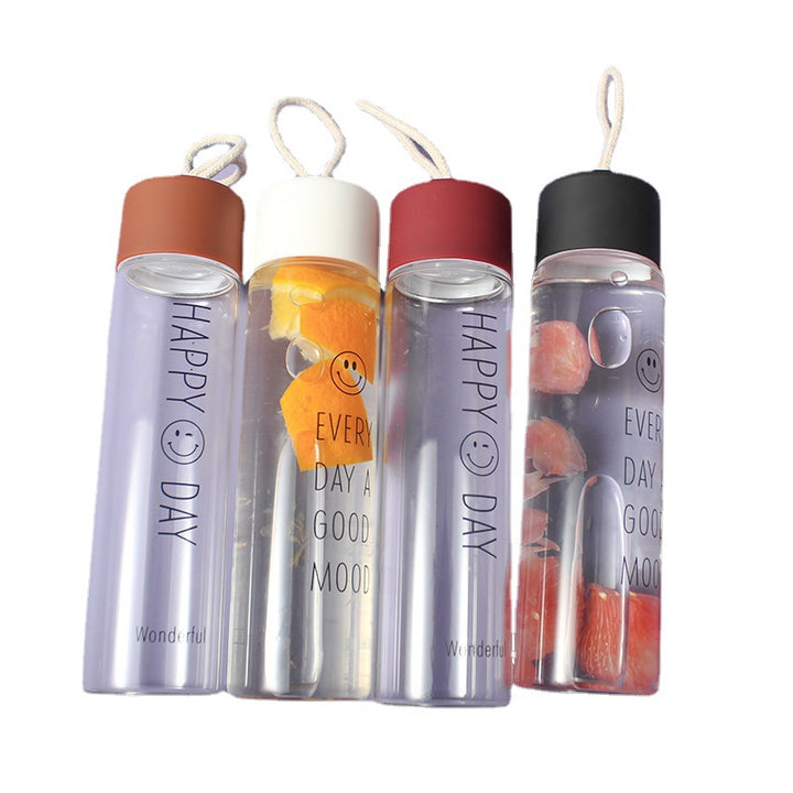 Ladies High Quality Glass Drinking Bottle with Carabiner Bowlift
