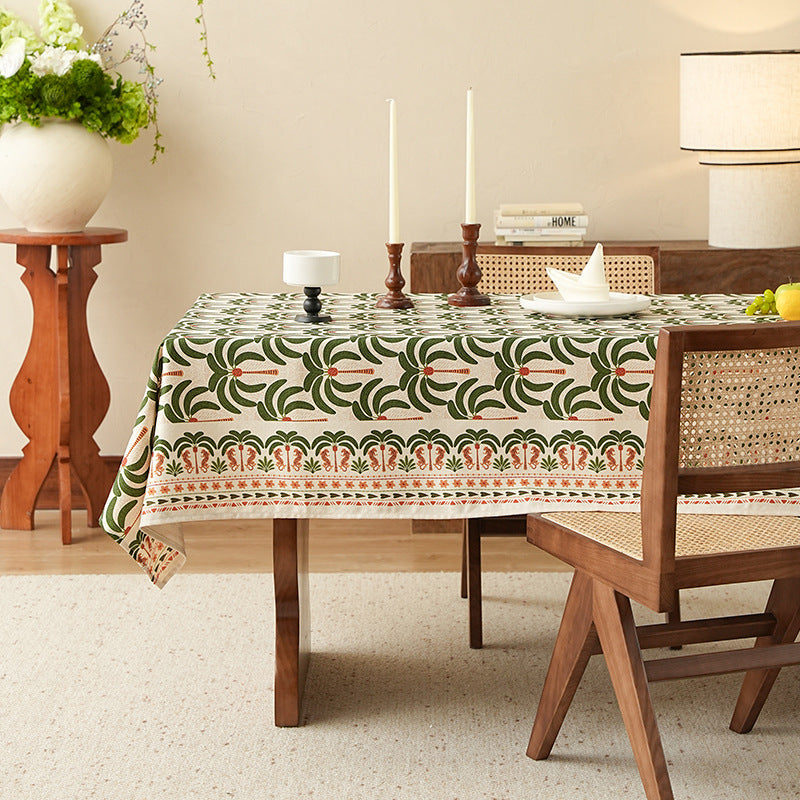 Rectangular printed table runner made of cotton blend with botanical ornament print Bowlift