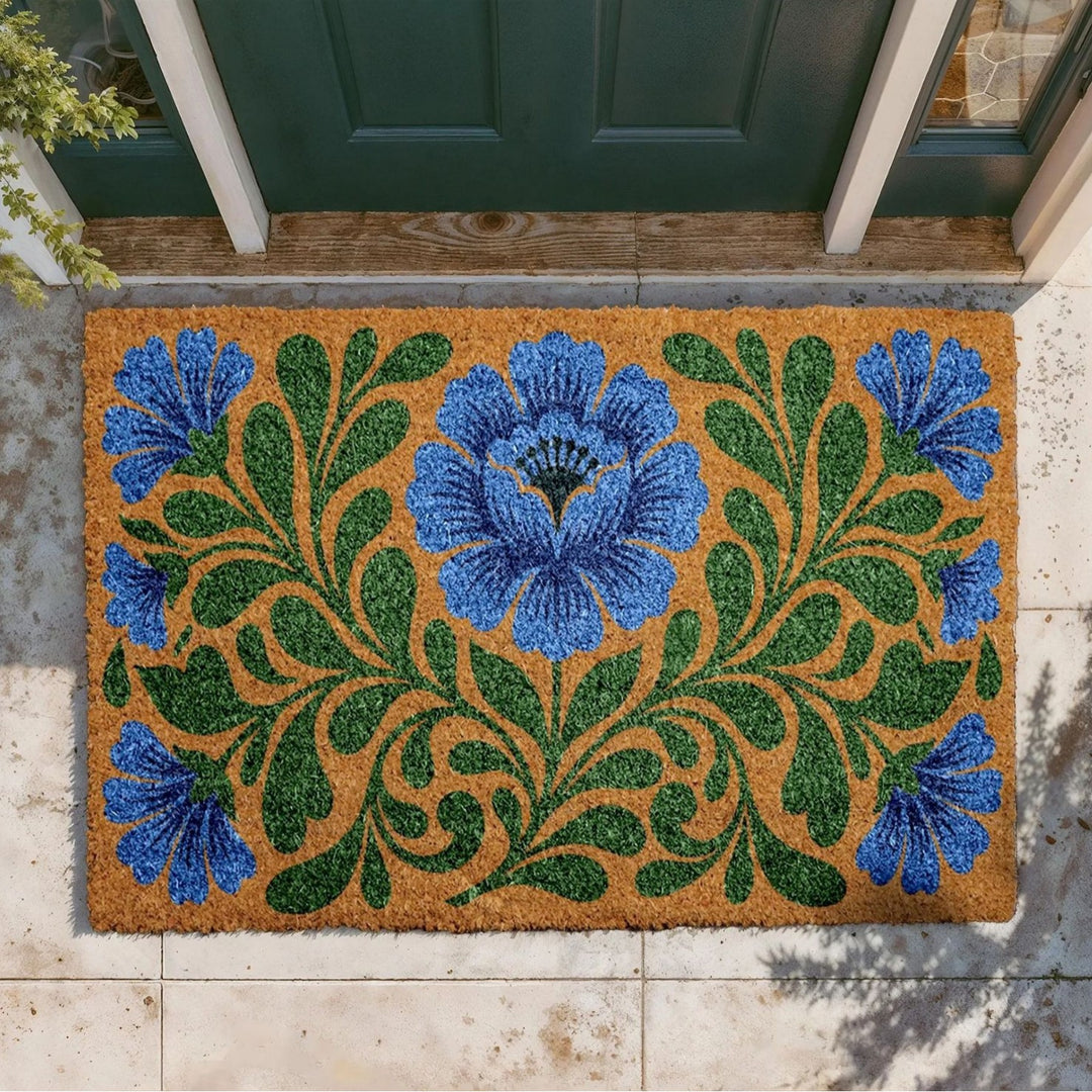 Decorative Bee Hive Welcome Indoor Outdoor Low-Profile Doormat With Non-Slip Rubber Backing