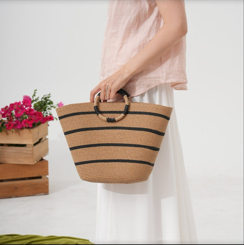 Elegant Basket Bag with Round Handle Bowlift