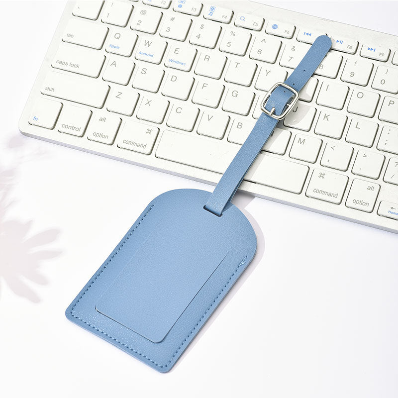 premium PU leather luggage tag with adjustable buckle strap Bowlift