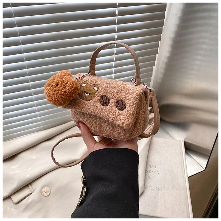 Plush Crossbody Bag with Cute Animal Design Bowlift