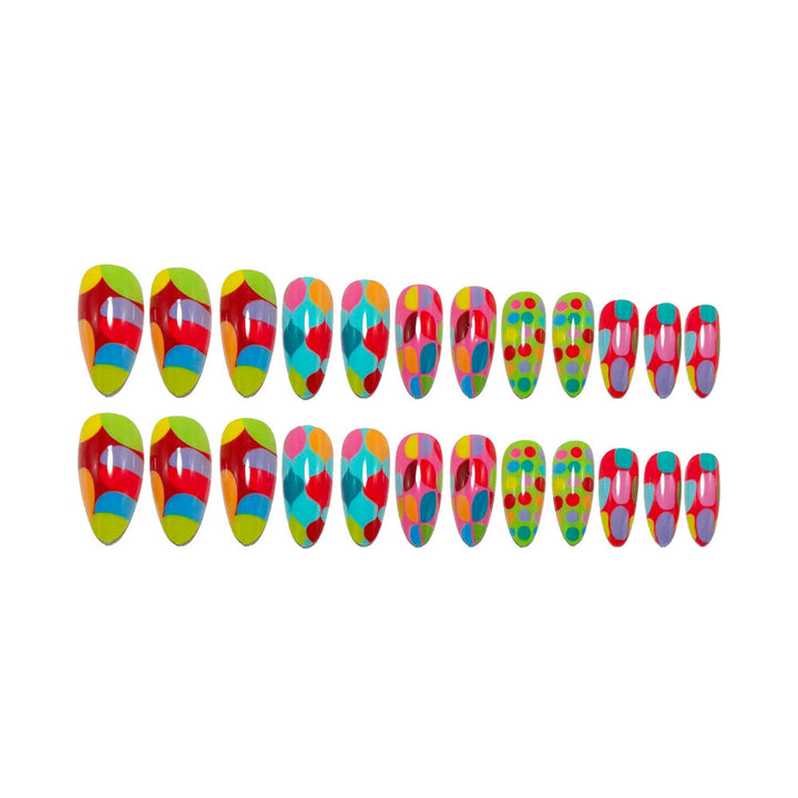 Artificial nails with colorful dot and color play Bowlift