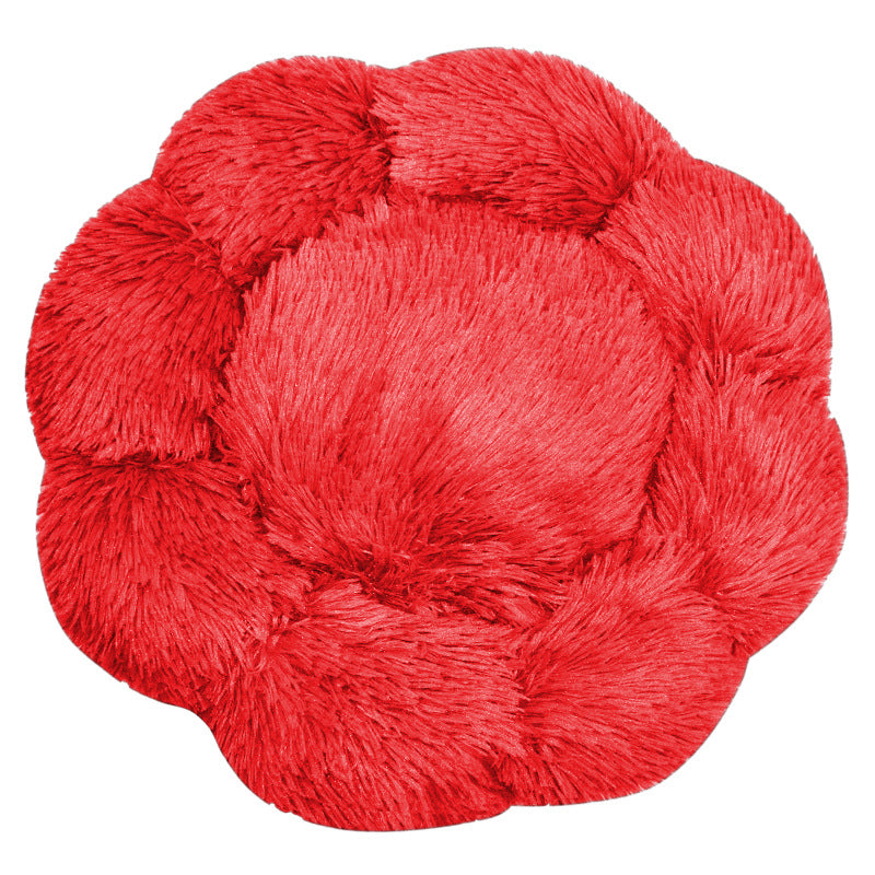 Flower-Shaped Plush Dog Bed
