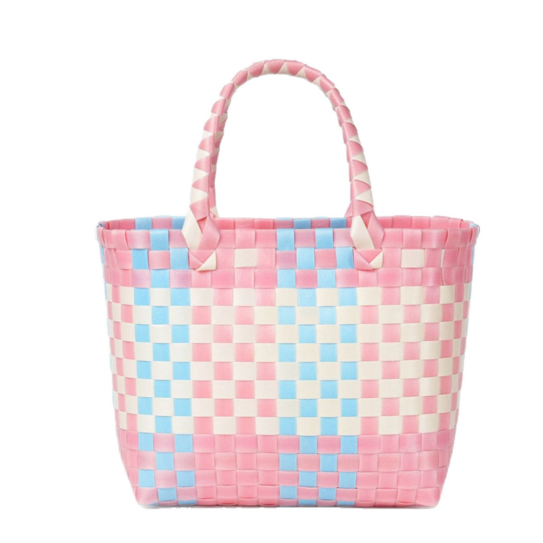 Handwoven basket bag with modern structural pattern Bowlift
