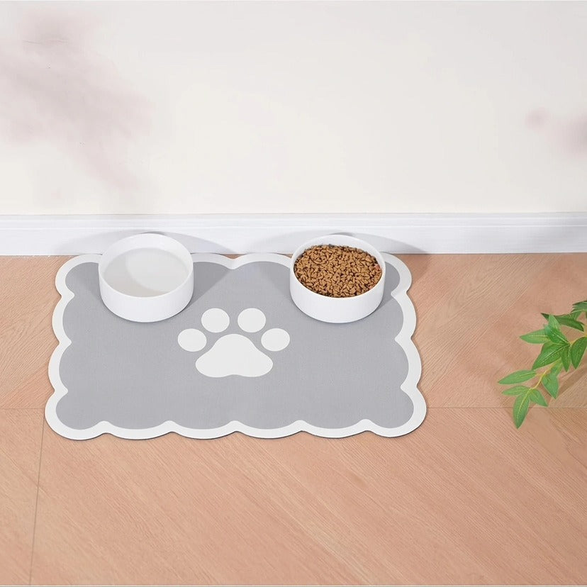Non-Slip Waterproof Silicone Pet Feeding Mat with Raised Rim and Paw-Print Grip Bowlift