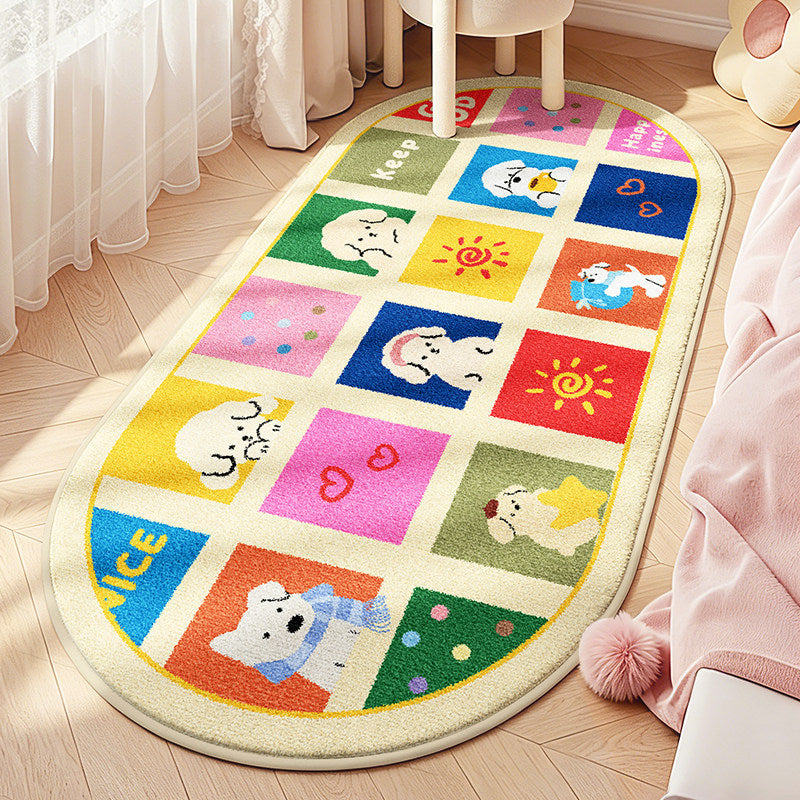 Children's Playful Animal Design Area Rug Bowlift