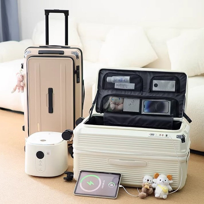 Men's Smart Multi-Compartment Hard Shell Travel Suitcase Bowlift